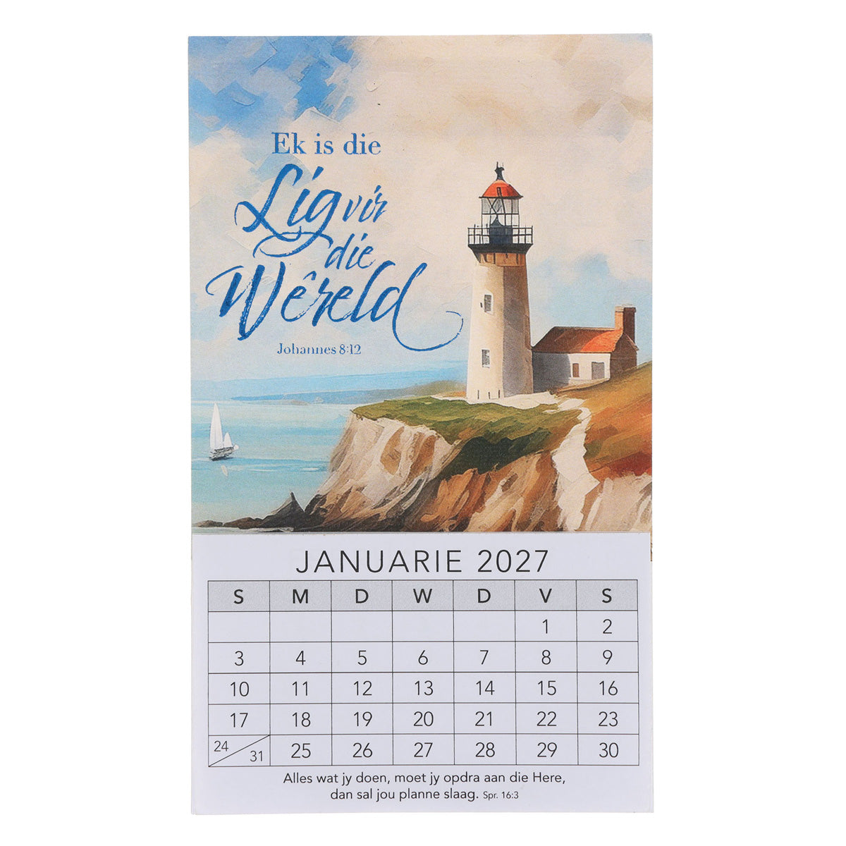 2027 Klein Magnetiese Kalender - Ek Is die Lig vir die Wêreld