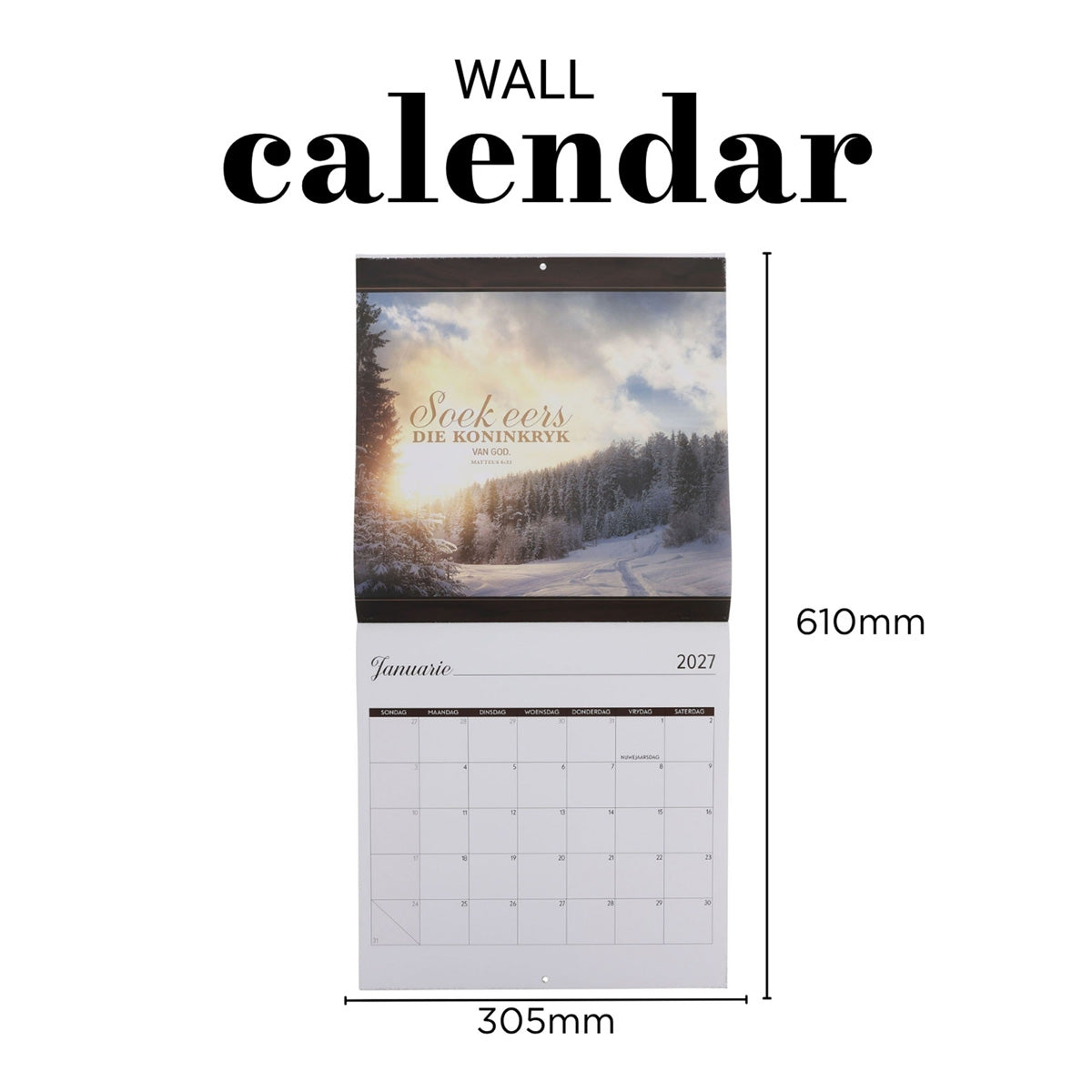 2027 Kalender - U Woord Is 'n Lamp vir My Voete en 'n Lig op My Pad