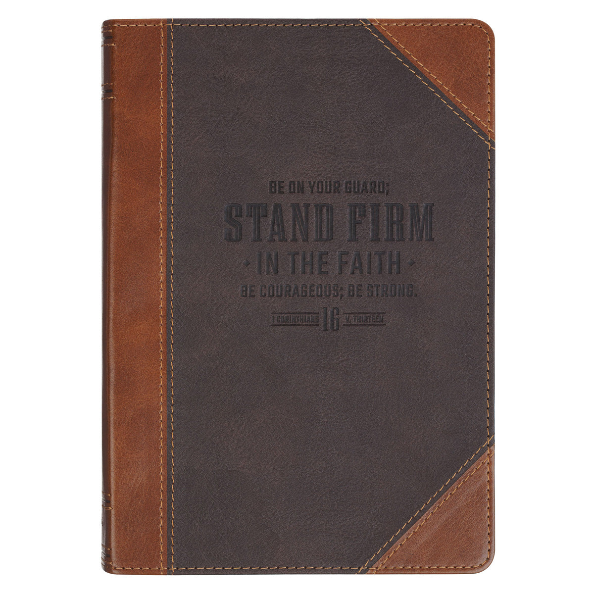 Stand Firm in the Faith Two-Tone Brown Faux Leather Journal