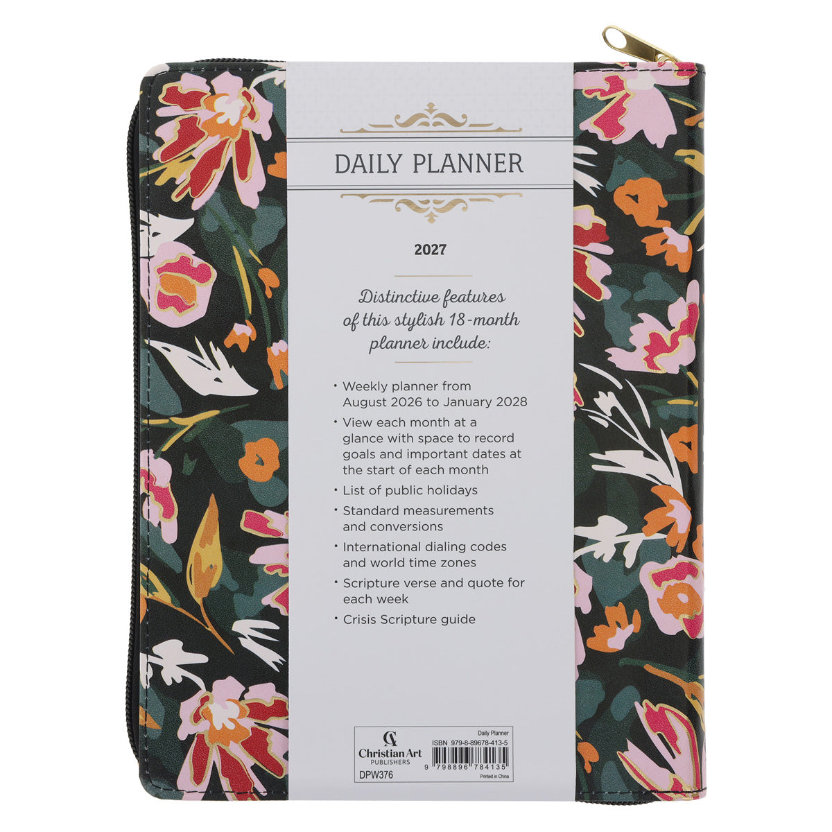 2027 Diary - 18-Month Planner for Women - Trust in the Lord - Faux Leather with Zip