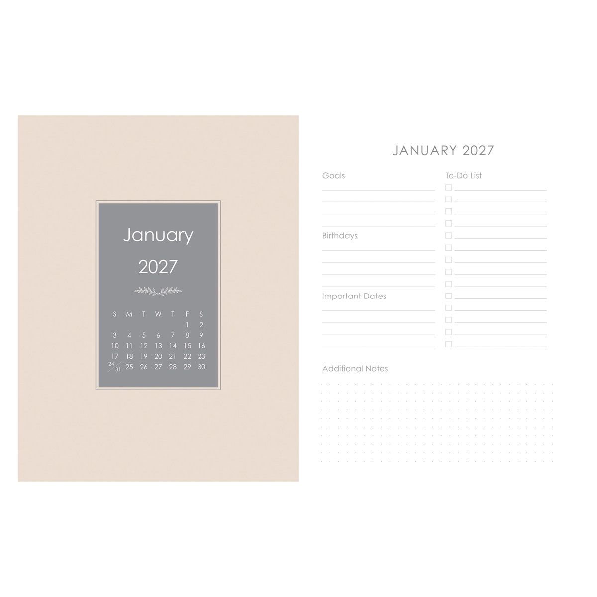2027 Diary - 18-Month Planner for Women - All Things - Faux Leather with Zip