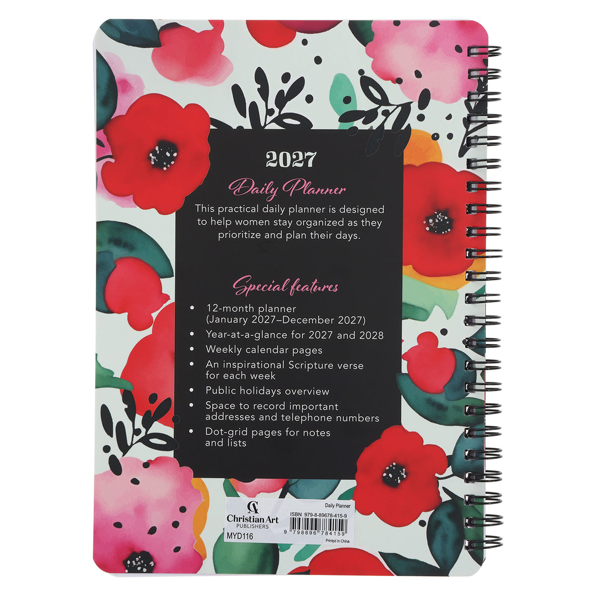 2027 Diary - Daily Planner - Be Still and Know - Wirebound