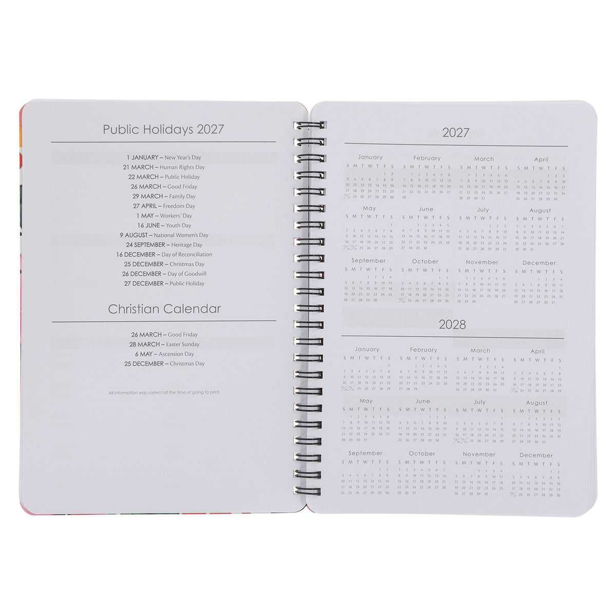 2027 Diary - Daily Planner - Be Still and Know - Wirebound