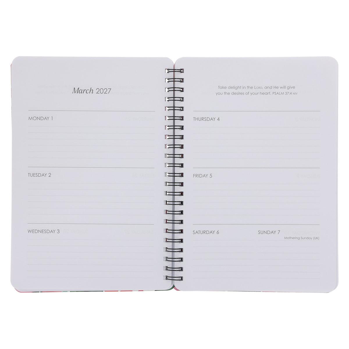 2027 Diary - Daily Planner - Be Still and Know - Wirebound
