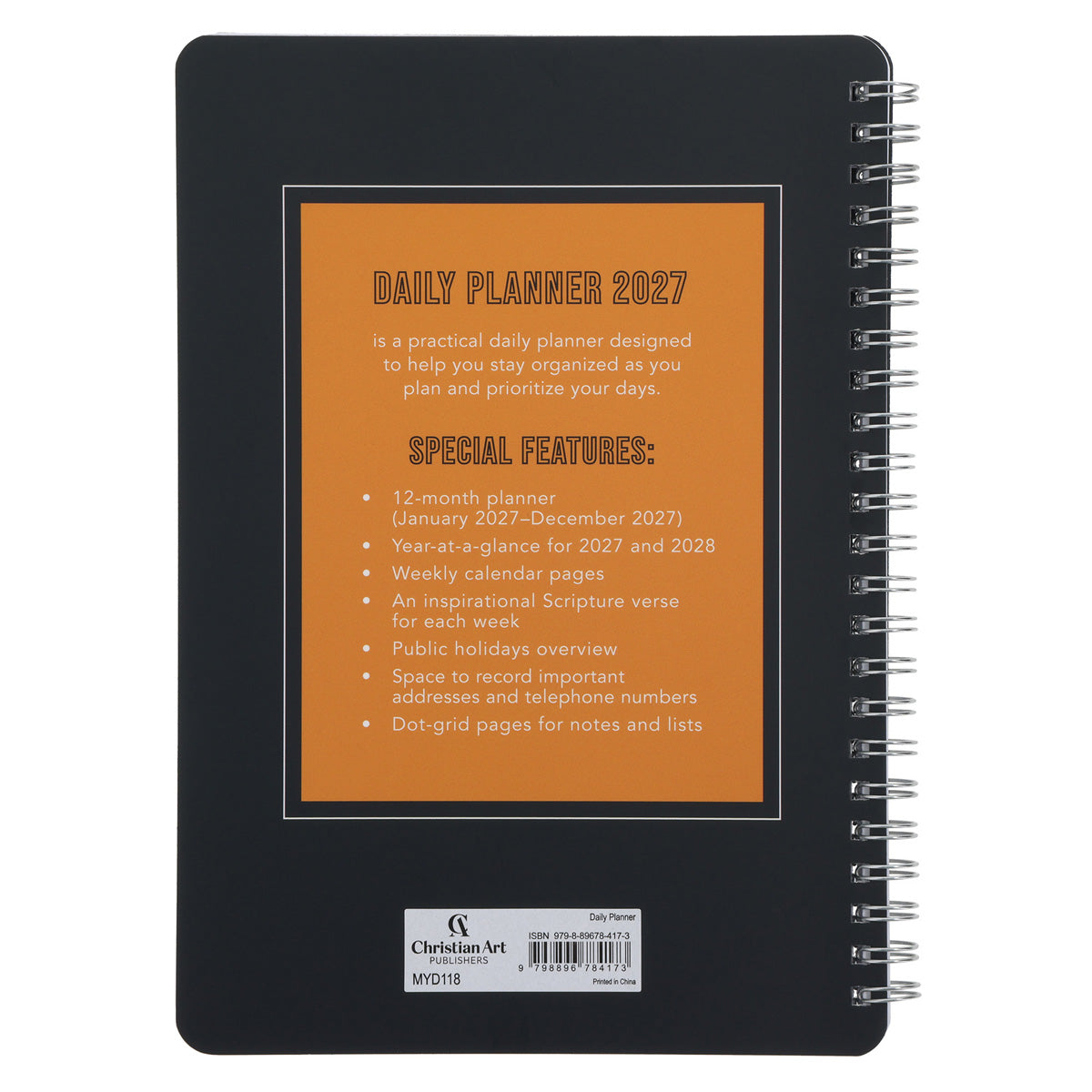 2027 Diary - Daily Planner - Nothing Is Impossible with God - Wirebound