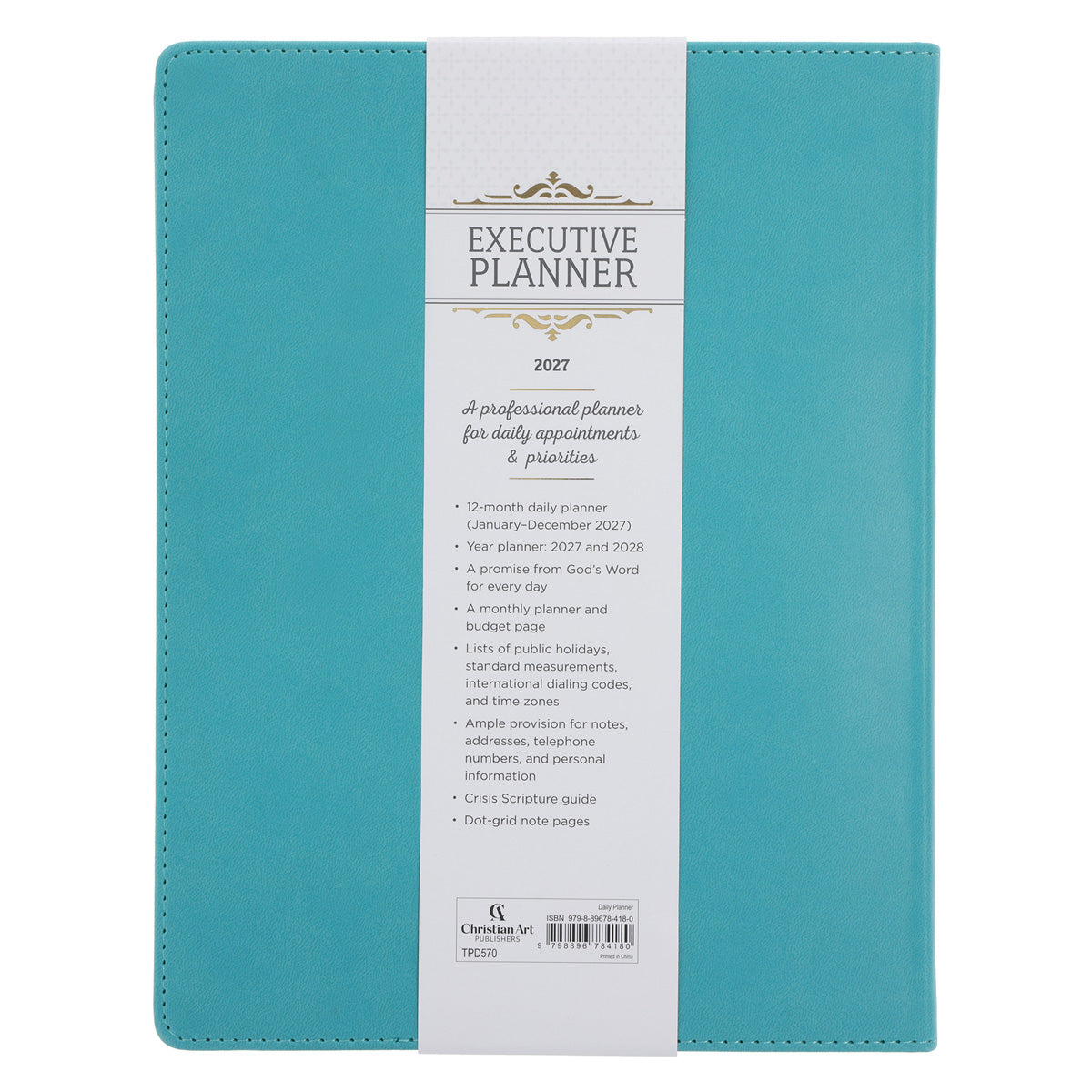 2027 A4 Executive Diary - Daily Planner - Be Still and Know - Faux Leather
