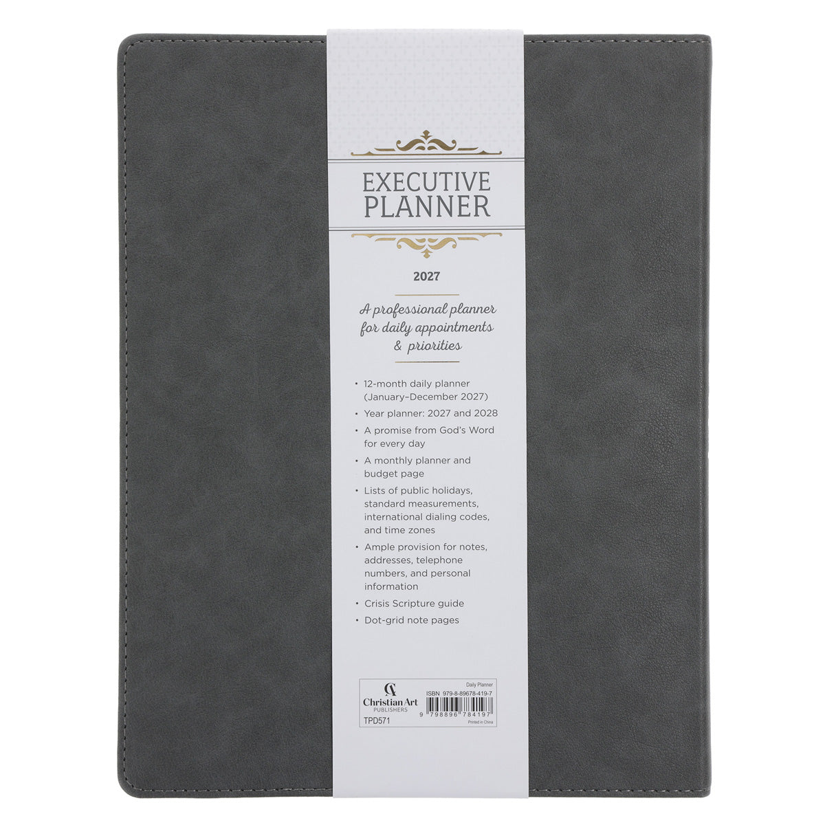 2027 A4 Executive Diary - Daily Planner - Take Heart - Faux Leather
