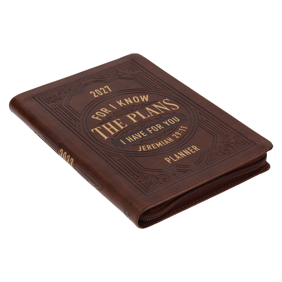 2027 Executive Diary - Daily Planner - For I Know the Plans - Faux Leather with Zip
