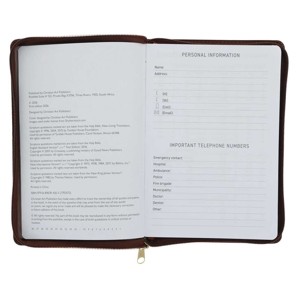 2027 Executive Diary - Daily Planner - For I Know the Plans - Faux Leather with Zip