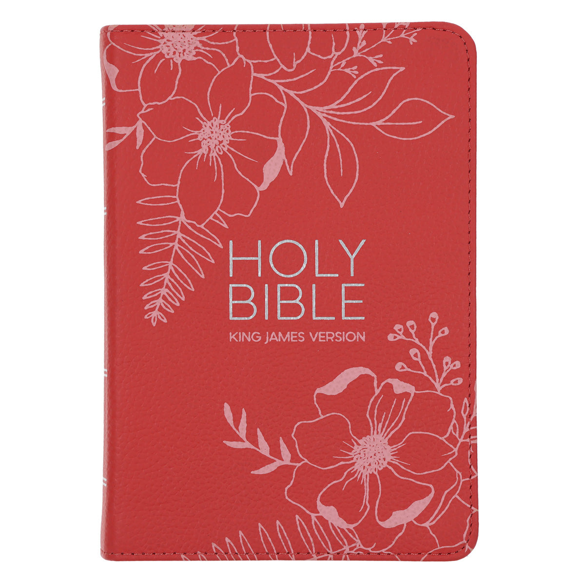 KJV Coral Floral Genuine Leather Compact Large Print Bible