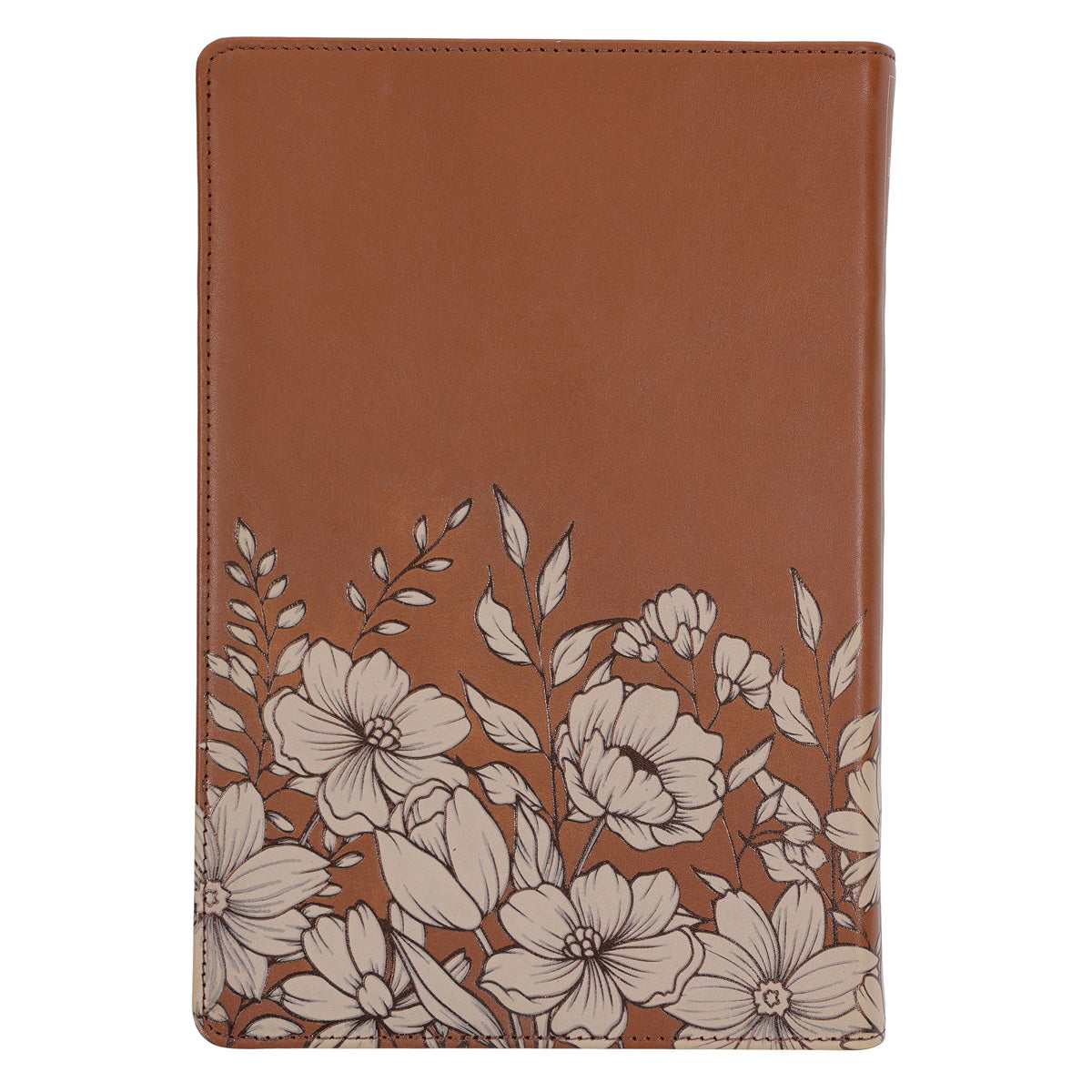 KJV Brown Floral Genuine Leather Thinline Bible Large Print