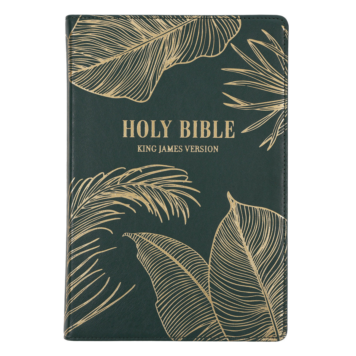 KJV Green Leaves Genuine Leather Thinline Bible Large Print
