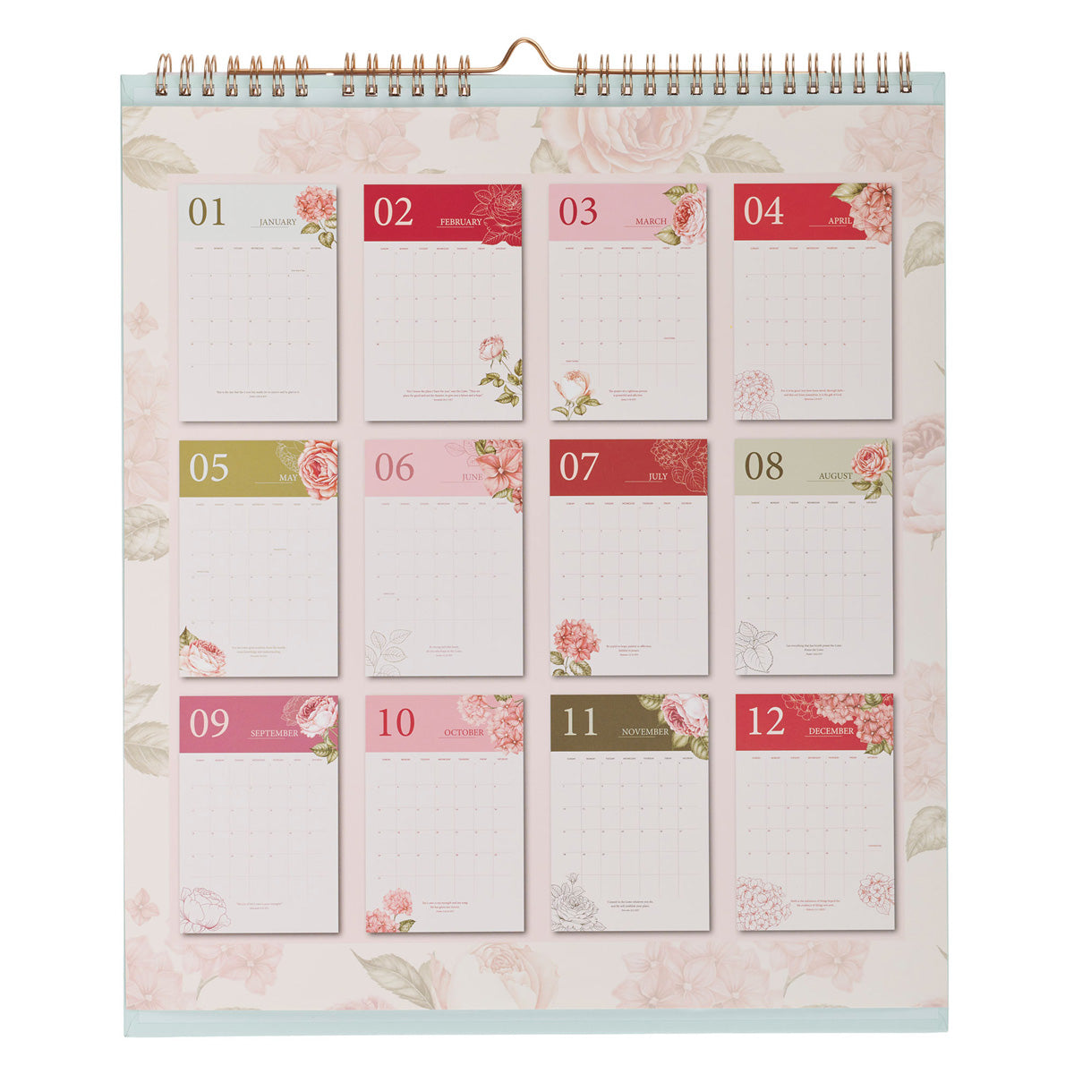 2027 Calendar and Stationery Set with Pen - Rose and Hydrangeas