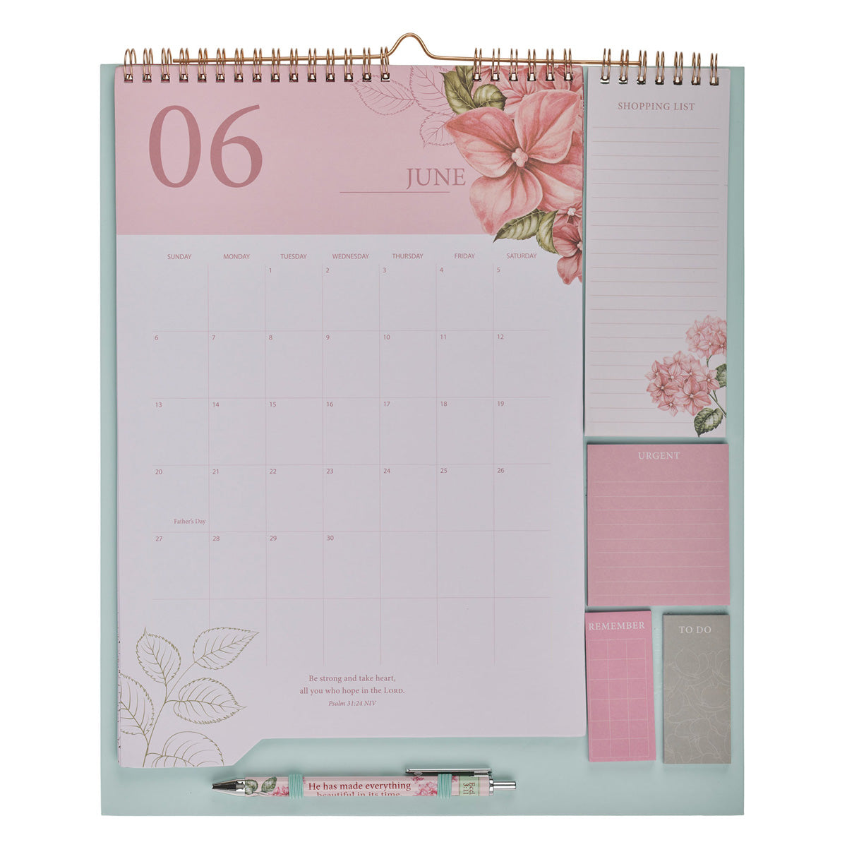 2027 Calendar and Stationery Set with Pen - Rose and Hydrangeas