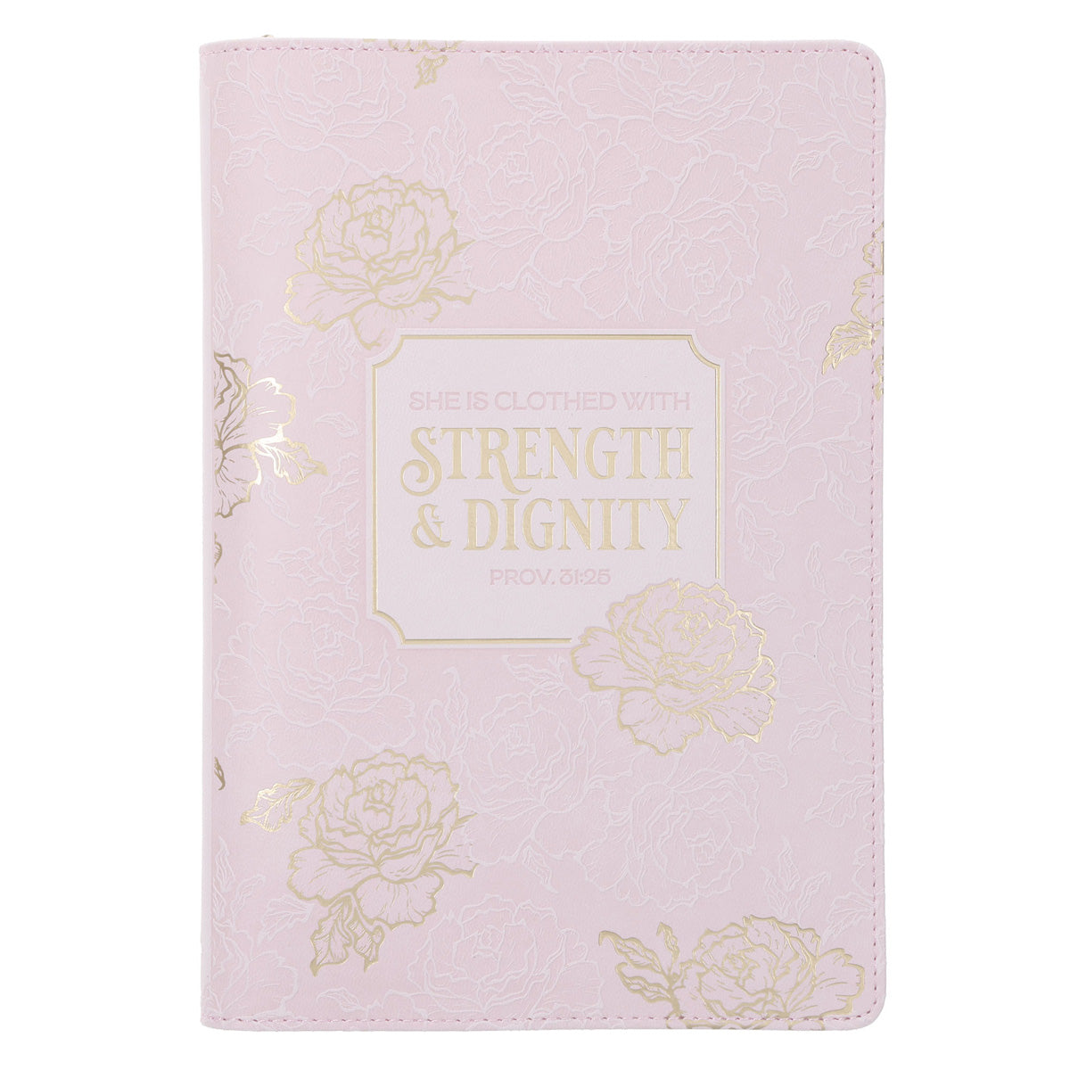 Strength and Dignity Blush Faux Leather Journal with Zipped Closure