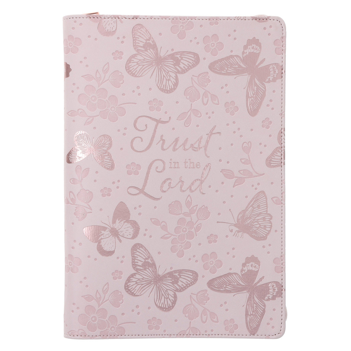 Trust in the Lord Butterfly Blush Faux Leather Journal with Zipped Closure