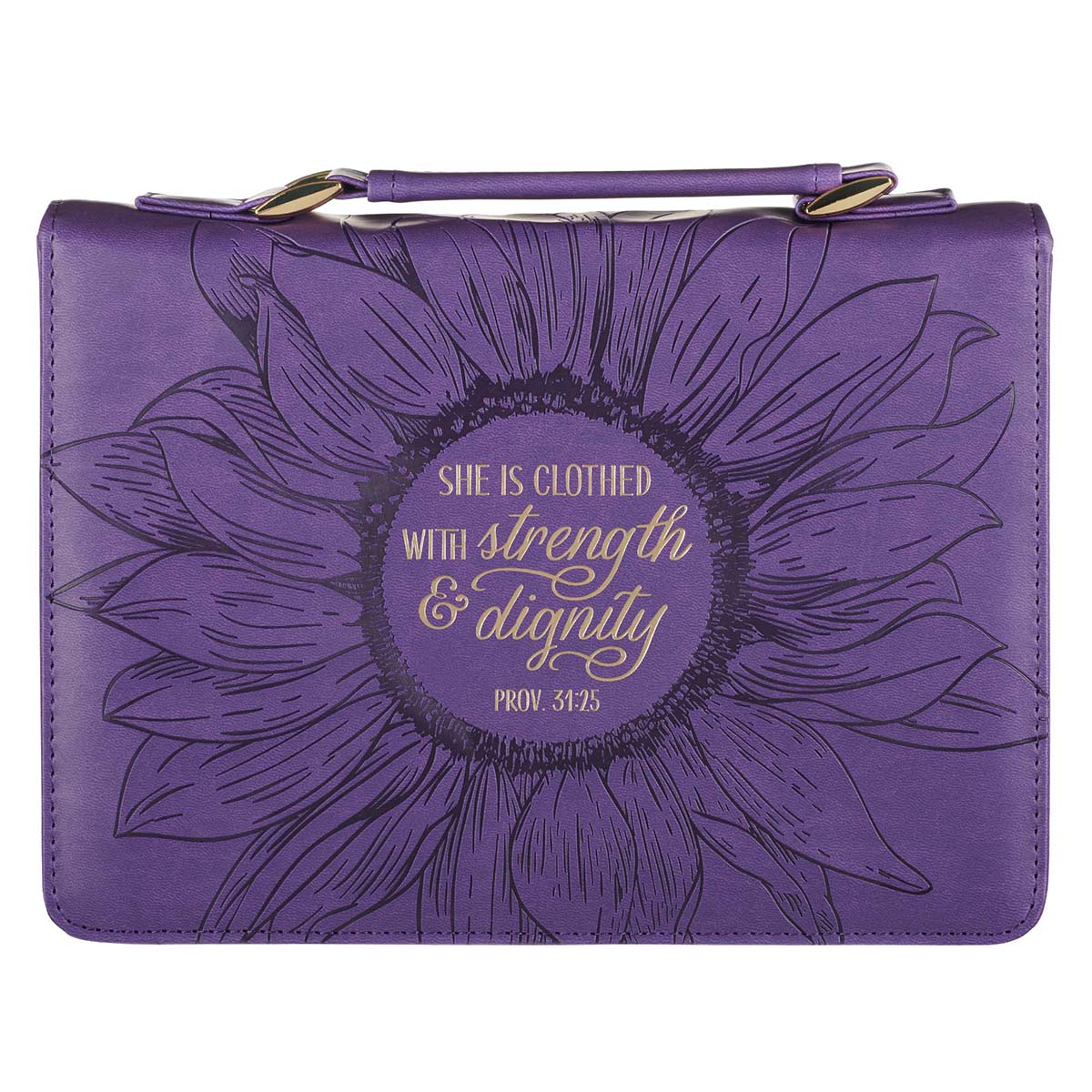 She Is Clothed Purple Faux Leather Bible Bag - Proverbs 31:25