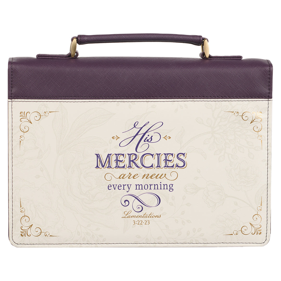 His Mercies Are New Lamentations 3:22-23 Purple (Faux Leather Bible Bag)