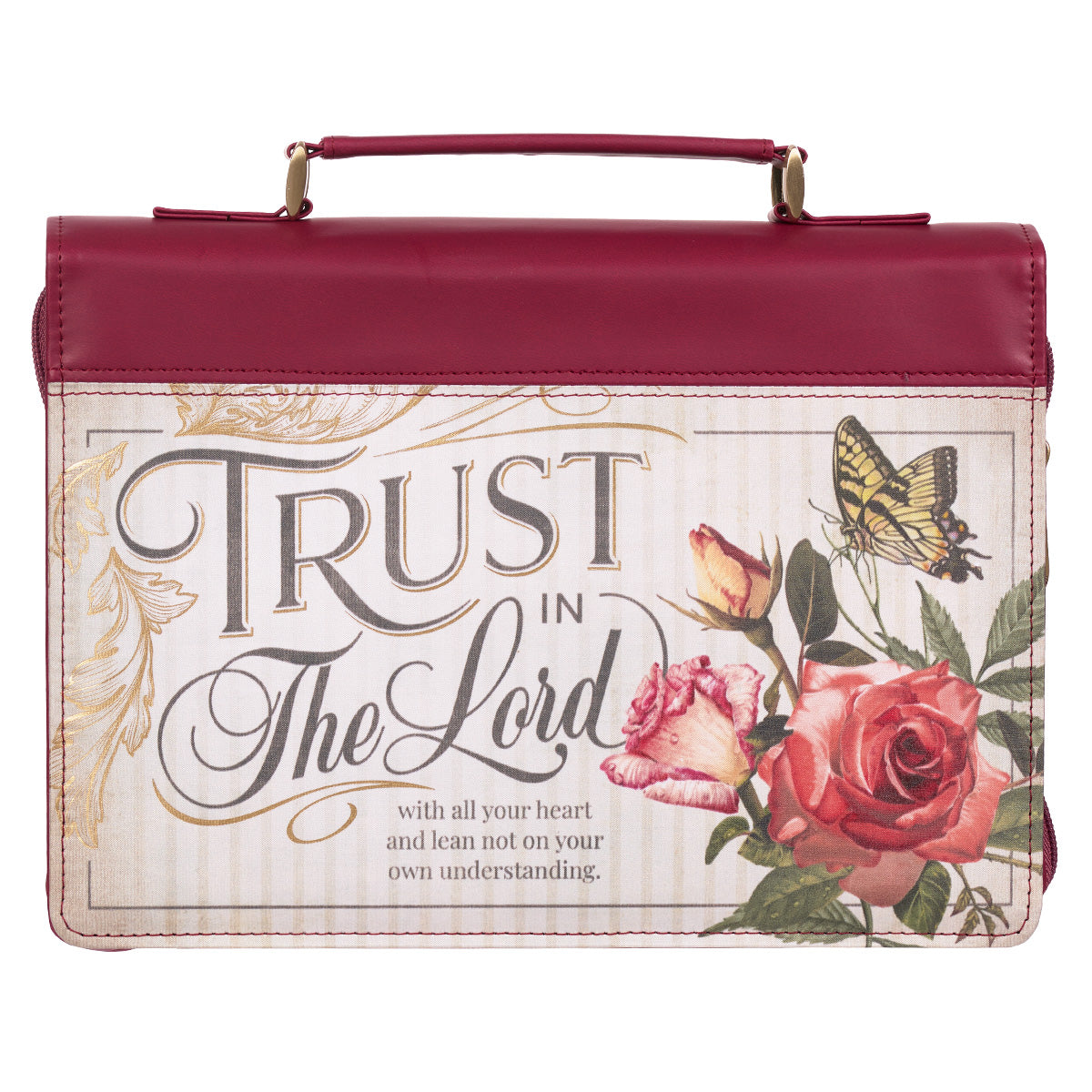 Trust In The Lord Floral Proverbs 3:5 (Faux Leather Bible Bag)
