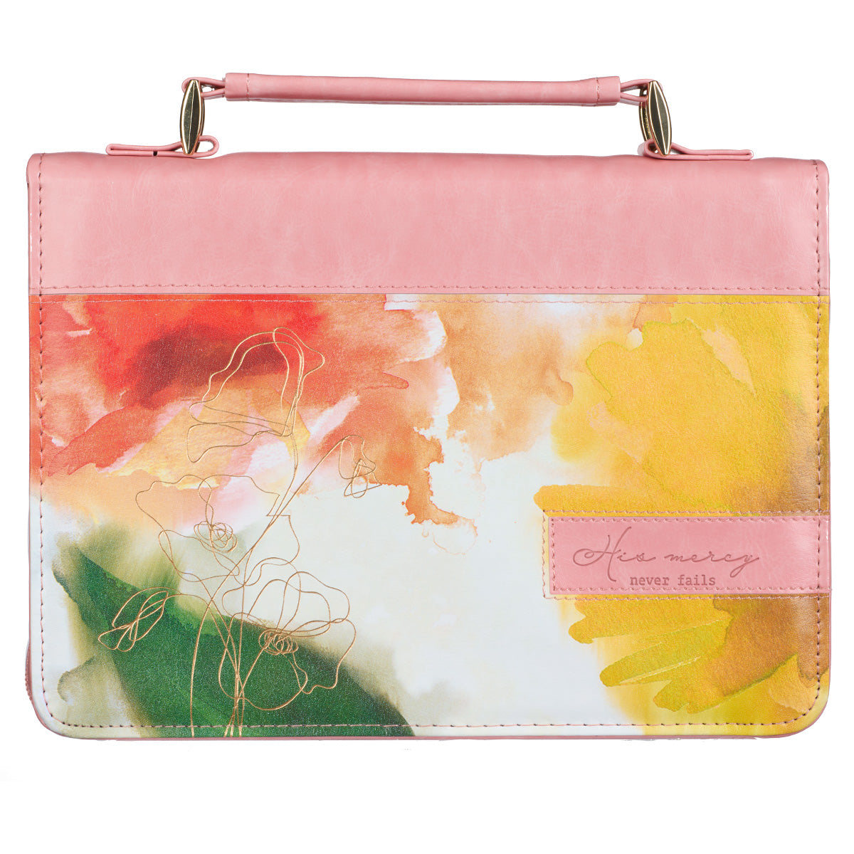 His Mercy Never Fails Watercolor (Faux Leather Bible Bag)