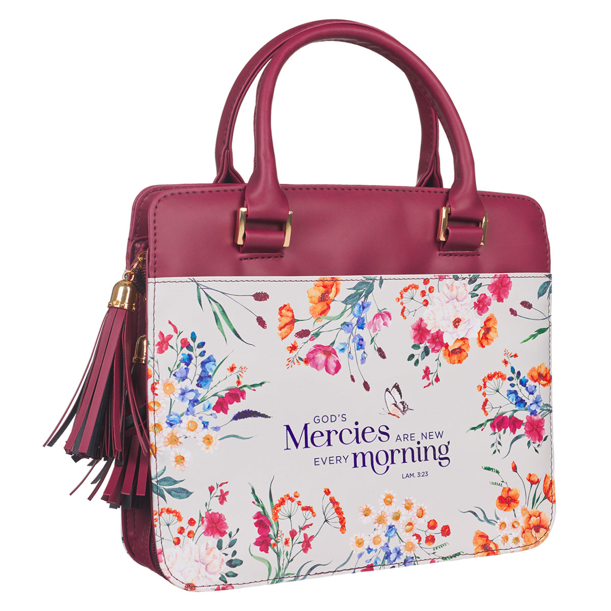 God's Mercies Are New Every Morning Faux Leather Bible Bag - Lamentations 3:23