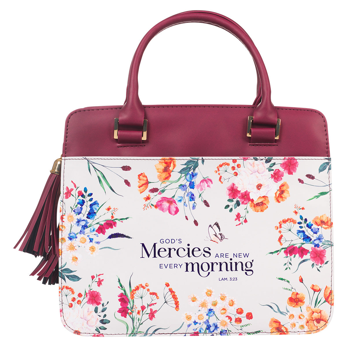 God's Mercies Are New Every Morning Faux Leather Bible Bag - Lamentations 3:23