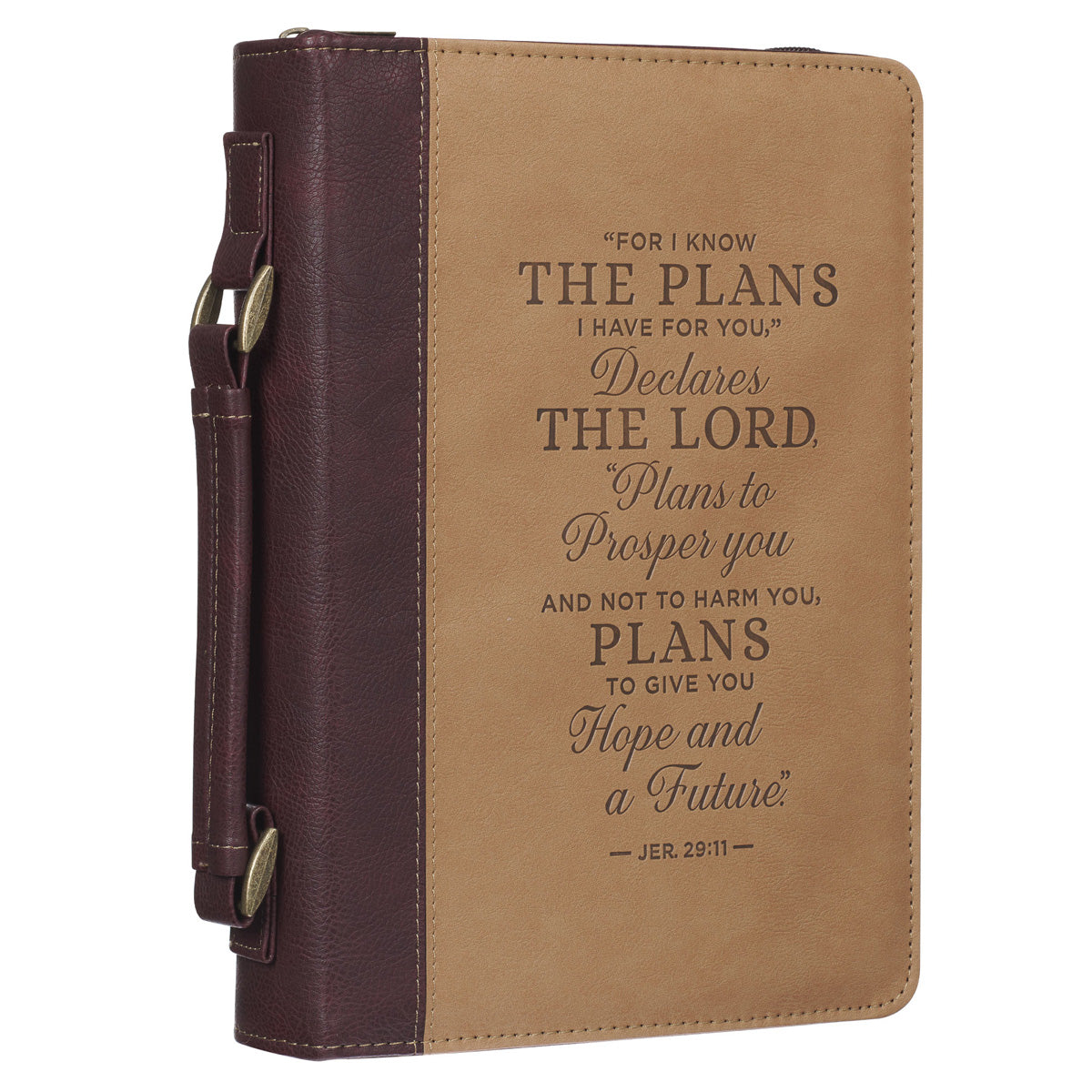 I Know the Plans I Have for You Two-Tone Brown Faux Leather Bible Bag