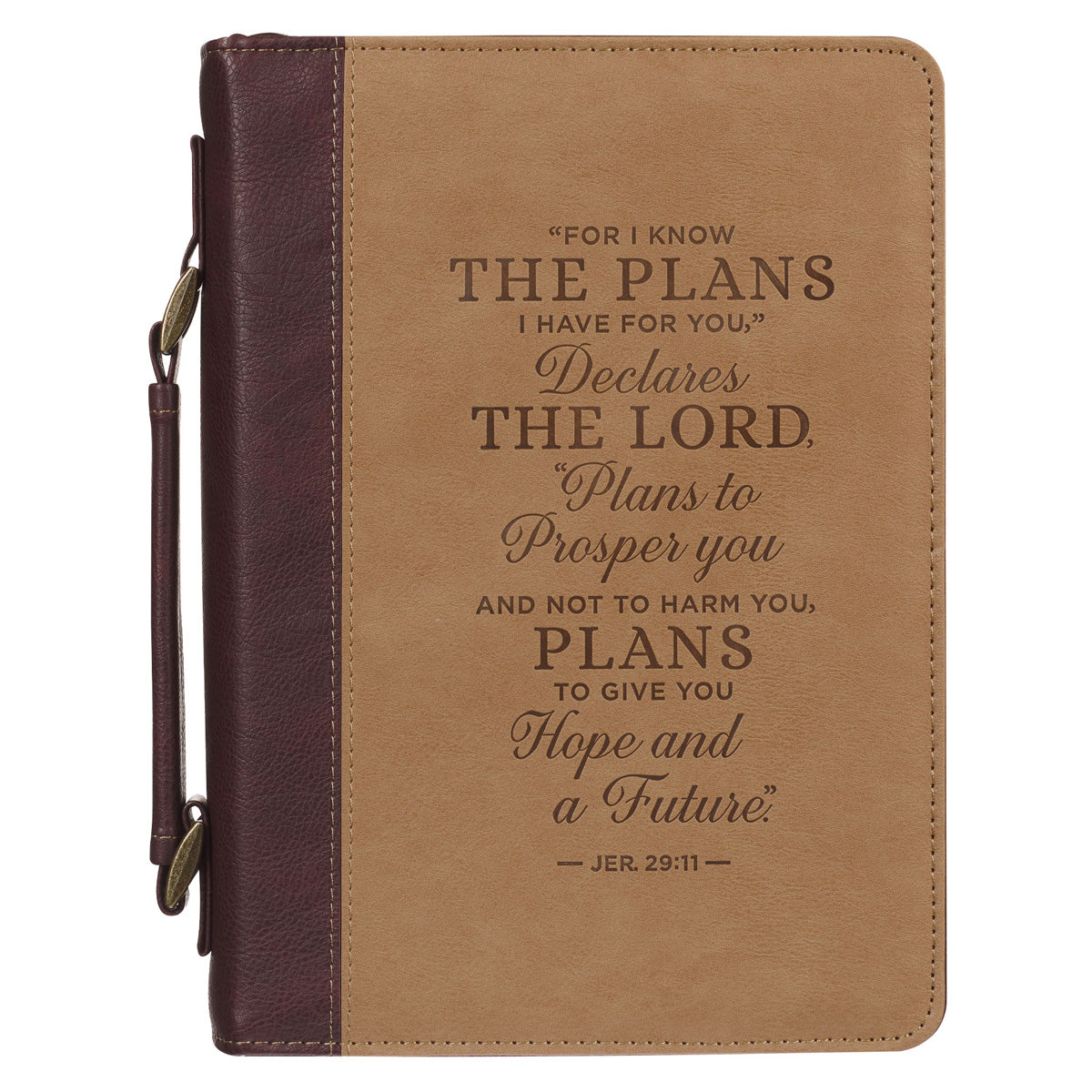 I Know the Plans I Have for You Two-Tone Brown Faux Leather Bible Bag