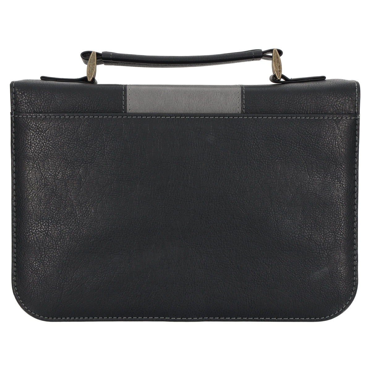 Be Strong and Courageous Black and Grey Faux Leather Bible Bag