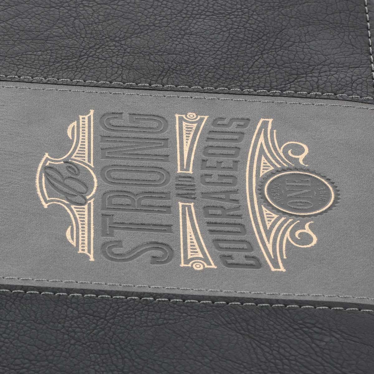 Be Strong and Courageous Black and Grey Faux Leather Bible Bag