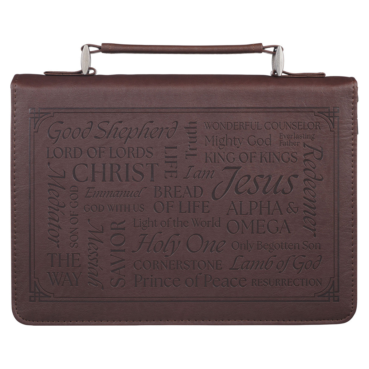 Names of Jesus Brown Faux Leather Bible Bag