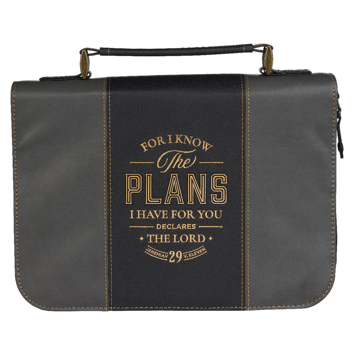 I Know the Plans Black and Grey Faux Leather Bible Bag