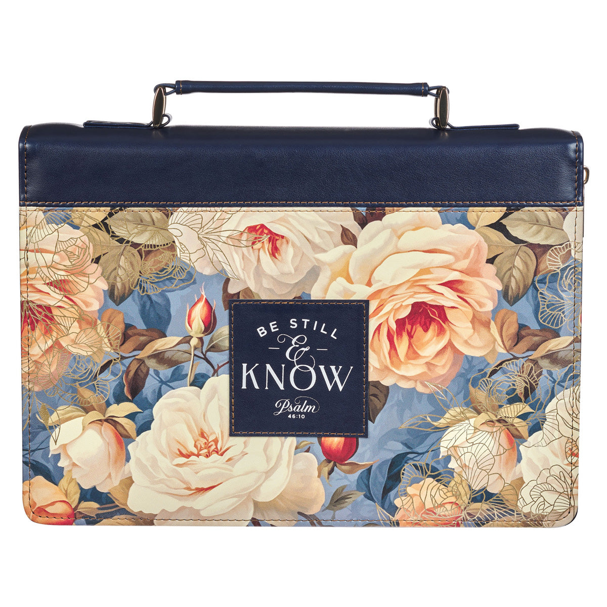 Be Still and Know Navy Faux Leather Bible Bag