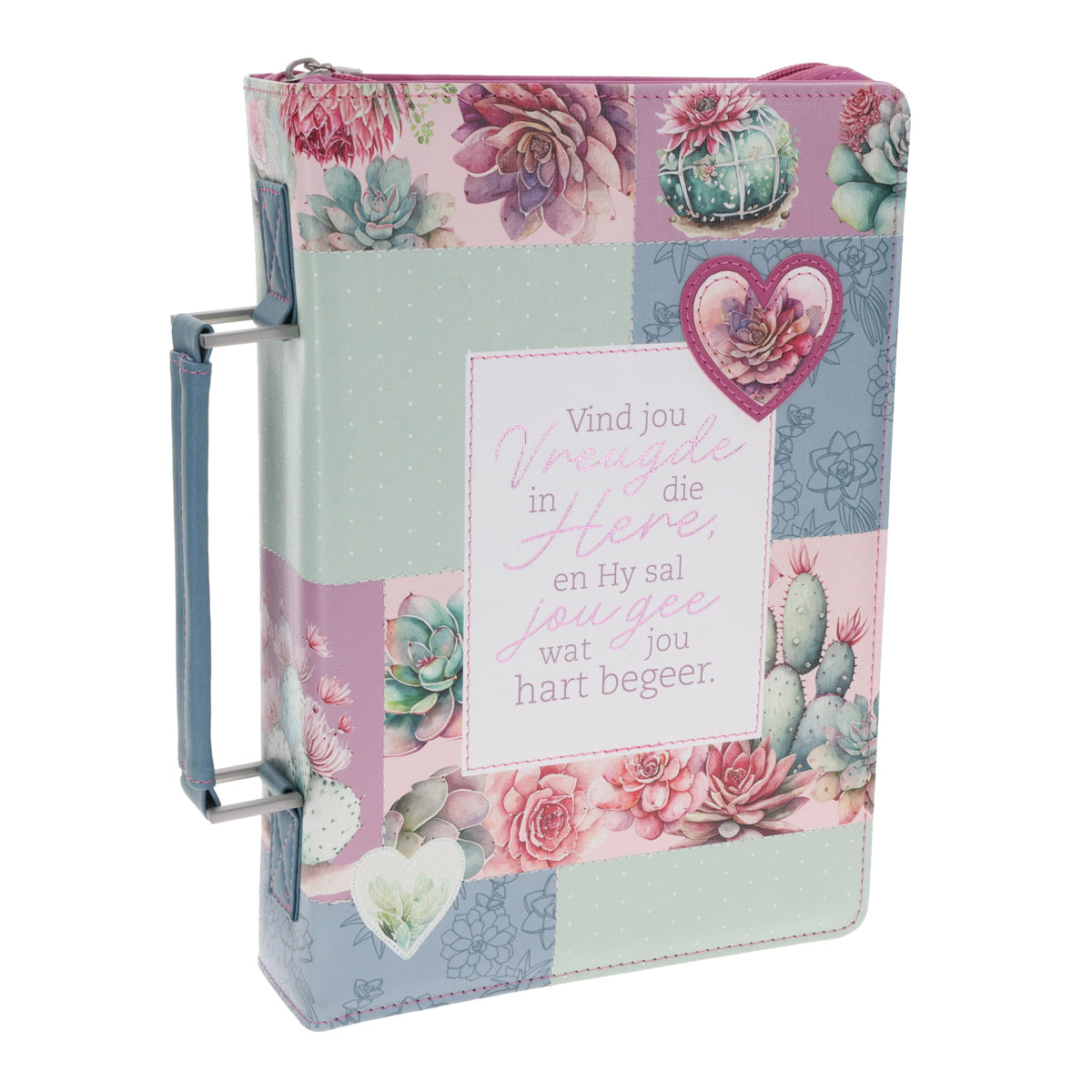 Vind Vreugde in die Here en Hy Sal Jou Gee Wat Jou Hart Begeer Afrikaans Faux Leather Bible Bag