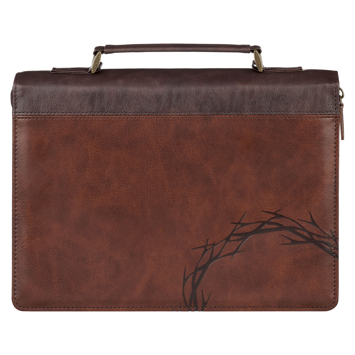 Crown of Thorns Two-Tone Brown Faux Leather Bible Bag
