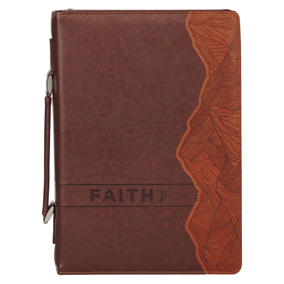 Faith Mountains Two-Tone Brown Faux Leather Bible Bag