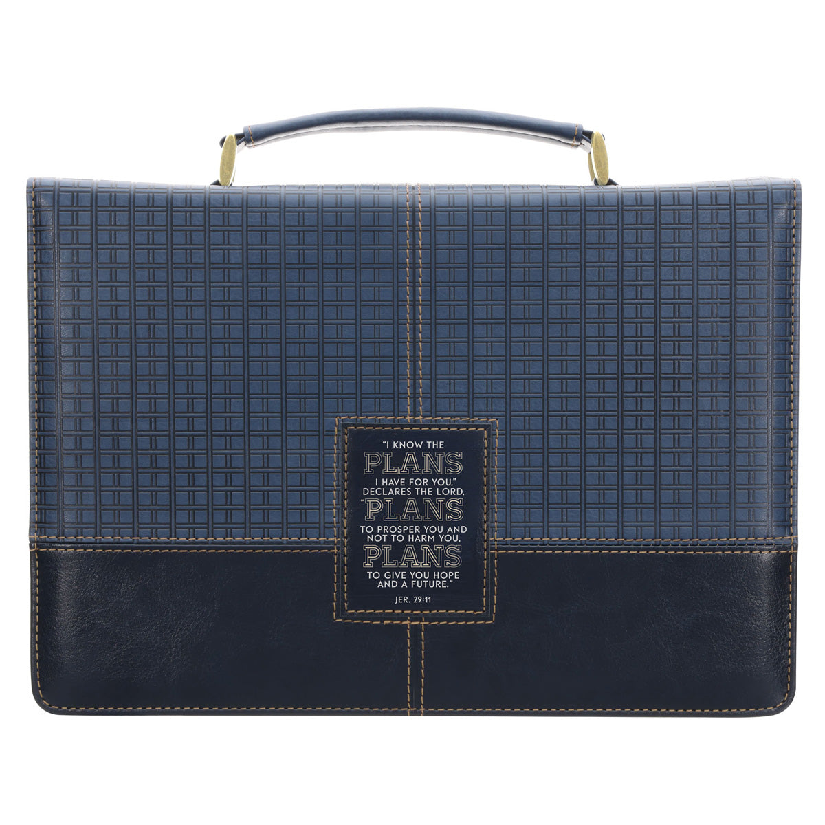 I Know the Plans Grid Navy Faux Leather Bible Bag