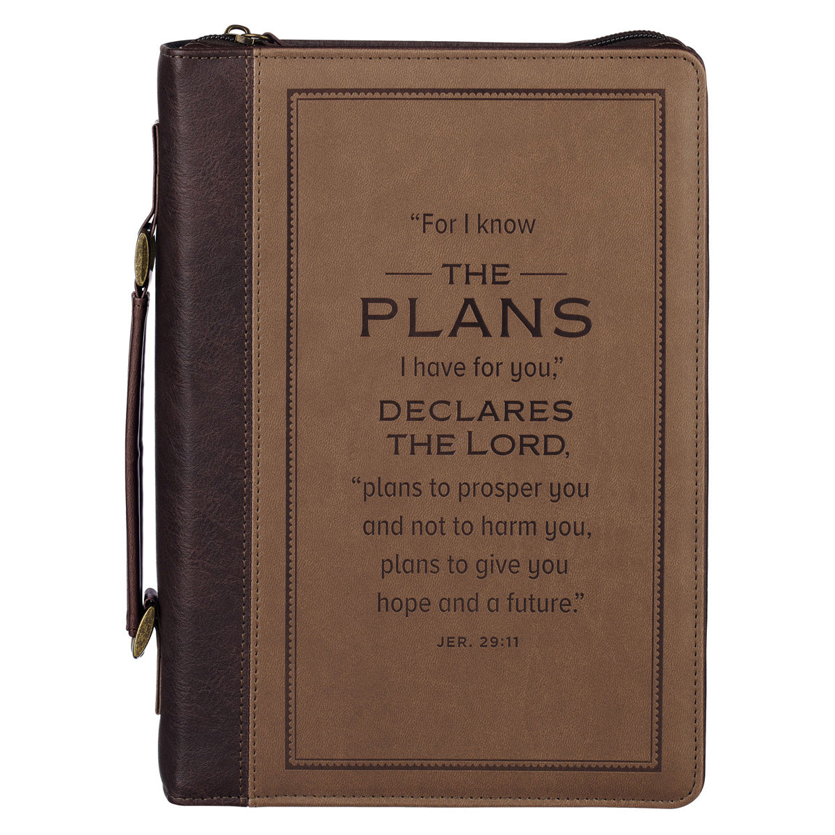 I Know the Plans I Have for You Two-Tone Brown Faux Leather Bible Bag