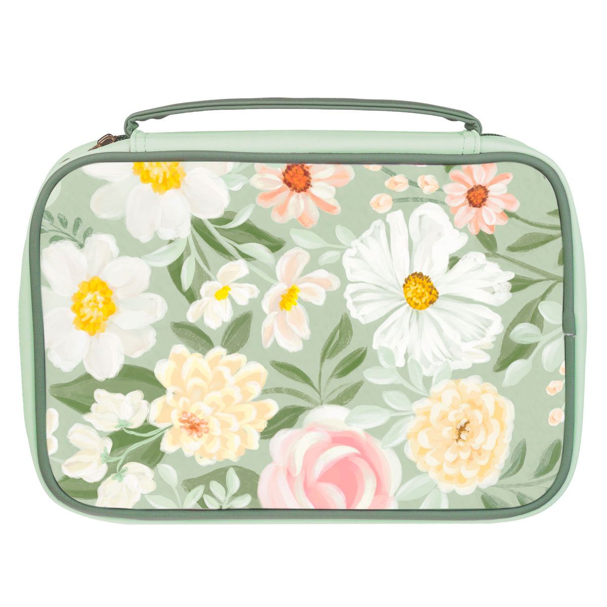 He Restores My Soul Green Floral Faux Leather Bible Bag