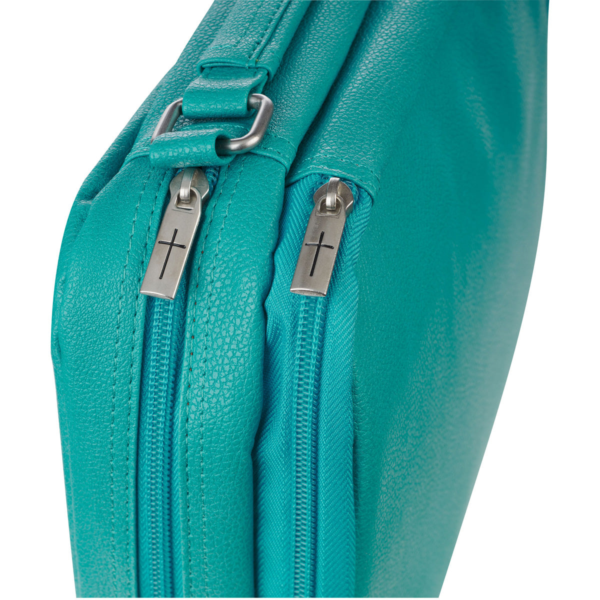 Ichthus Badge Turquoise Two-Fold Faux Leather Bible Bag