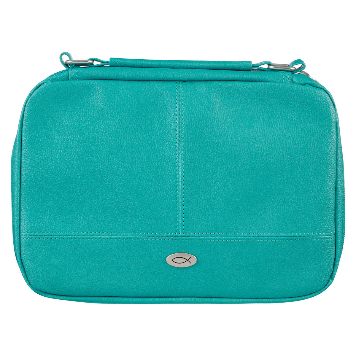 Ichthus Badge Turquoise Two-Fold Faux Leather Bible Bag