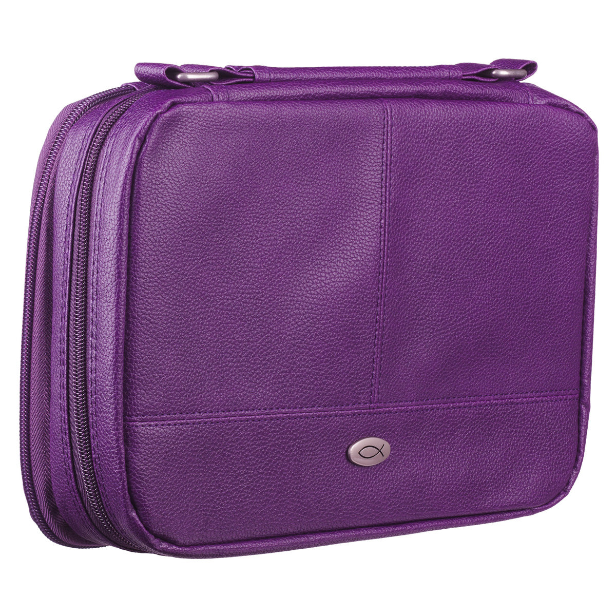 Ichthus Badge Purple Two-Fold Faux Leather Bible Bag