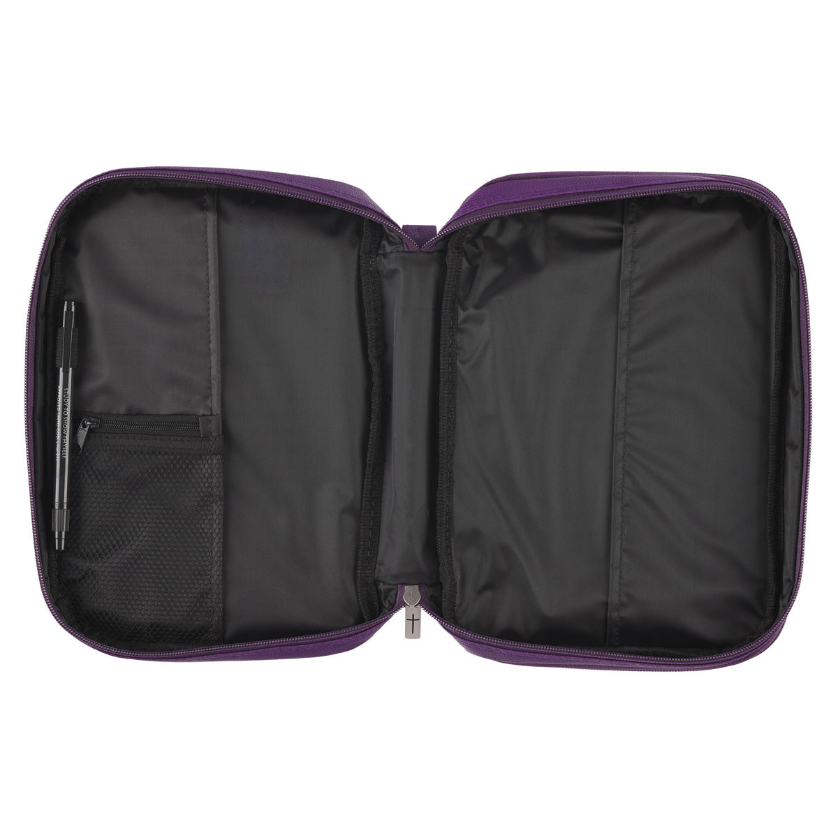 Ichthus Badge Purple Two-Fold Faux Leather Bible Bag