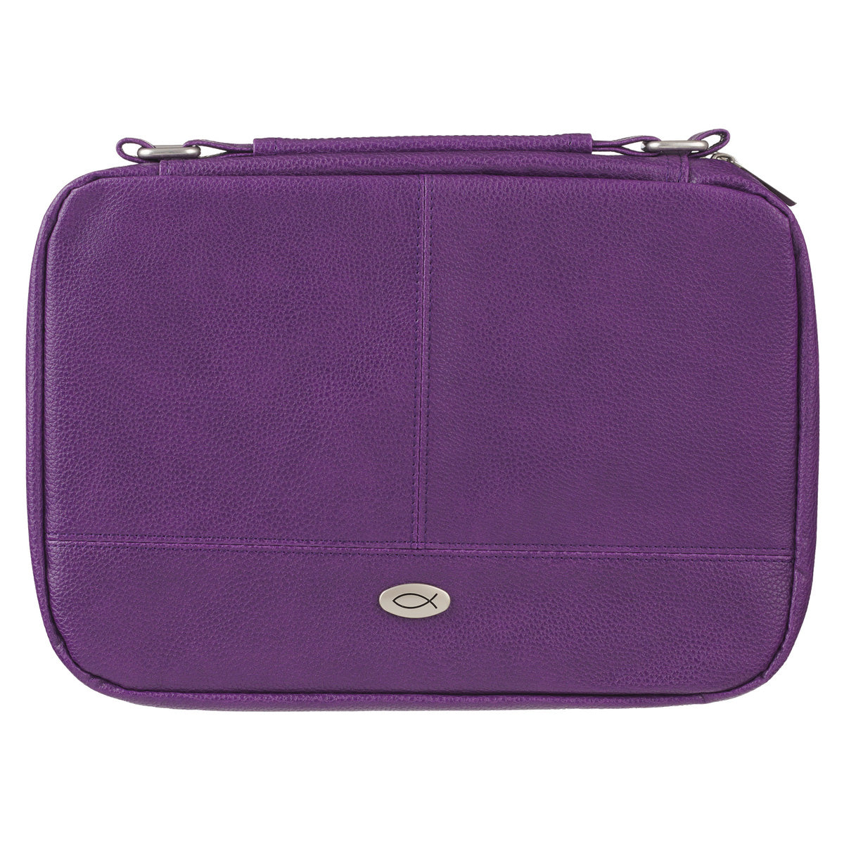 Ichthus Badge Purple Two-Fold Faux Leather Bible Bag