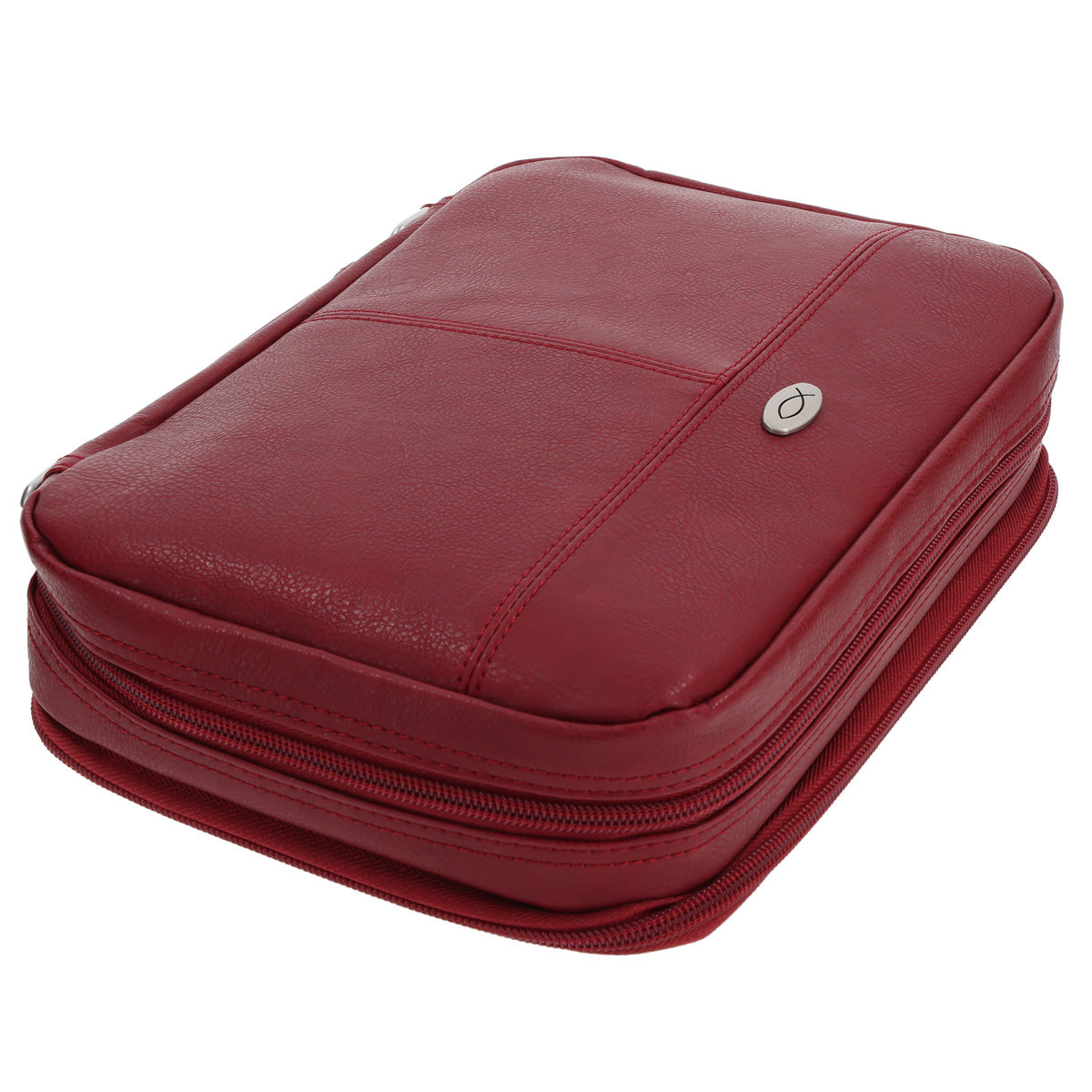 Ichthus Badge Deep Red Two-Fold Faux Leather Bible Bag