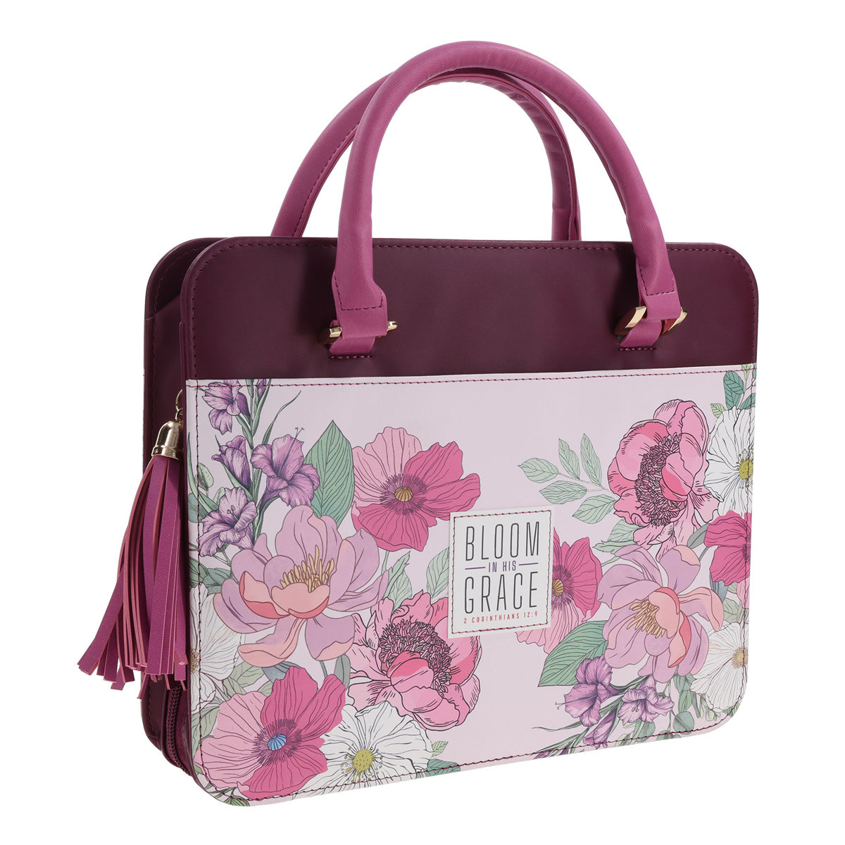 Bloom in His Grace Faux Leather Bible Bag