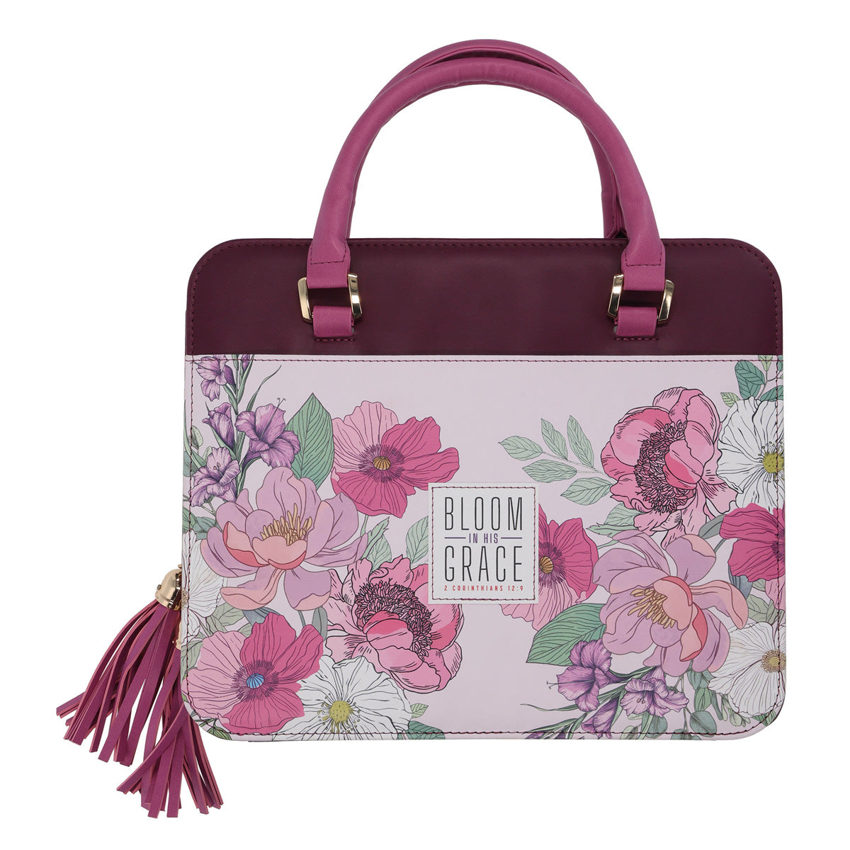 Bloom in His Grace Faux Leather Bible Bag