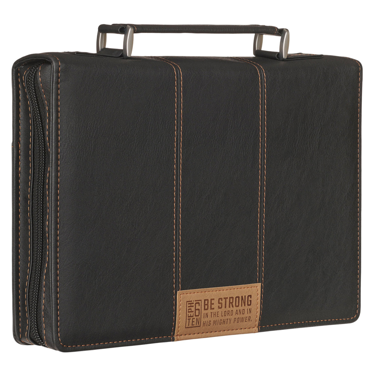 Be Strong in the Lord and in His Mighty Power Faux Leather Bible Bag