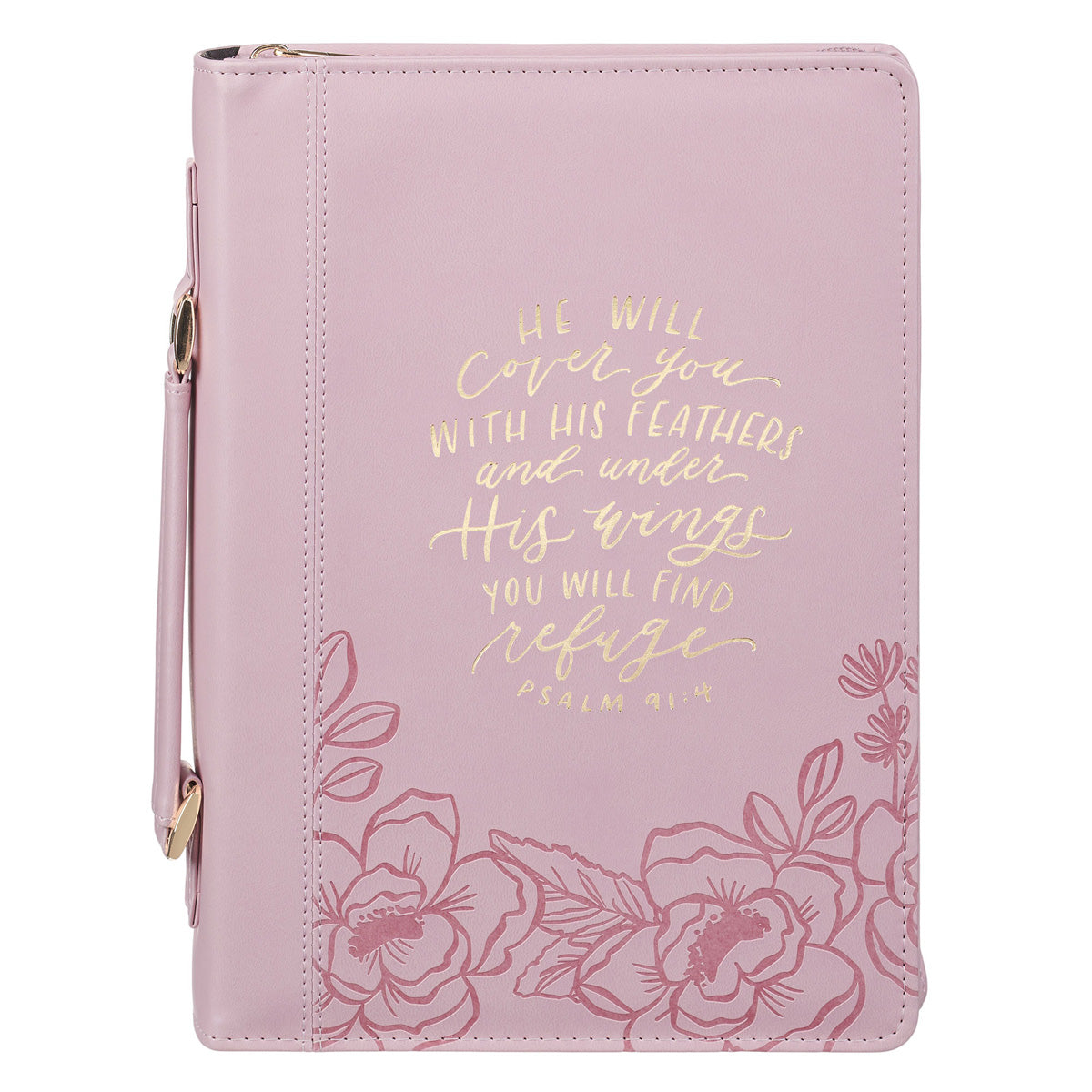 He Will Cover You with His Feathers and Under His Wings You Will Find Refuge Faux Leather Bible Bag