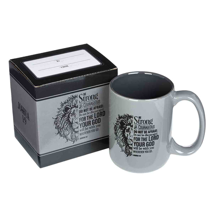 Be Strong & Courageous Grey Ceramic Mug Joshua 1:9